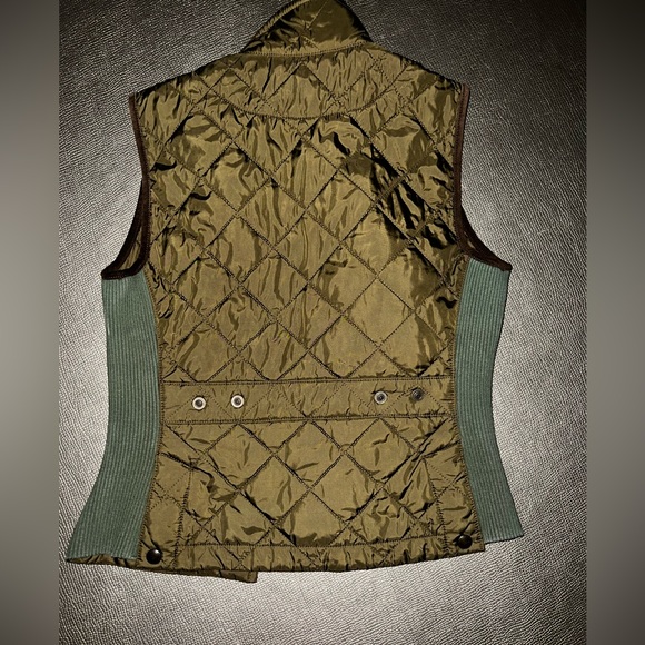 Ralph Lauren women’s Green Brown Quilted Vest Jacket Leather Hunting XS - Picture 4 of 4